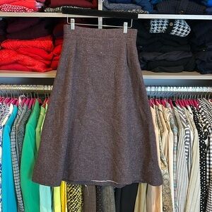 Vintage Angelo Fabrics aubergine pleated back zipper wool skirt size 7